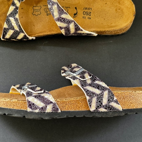 Birkenstock Birkis Black Ivory Tahiti Beaded Double Strap Sandals Slip On Size - Picture 4 of 8